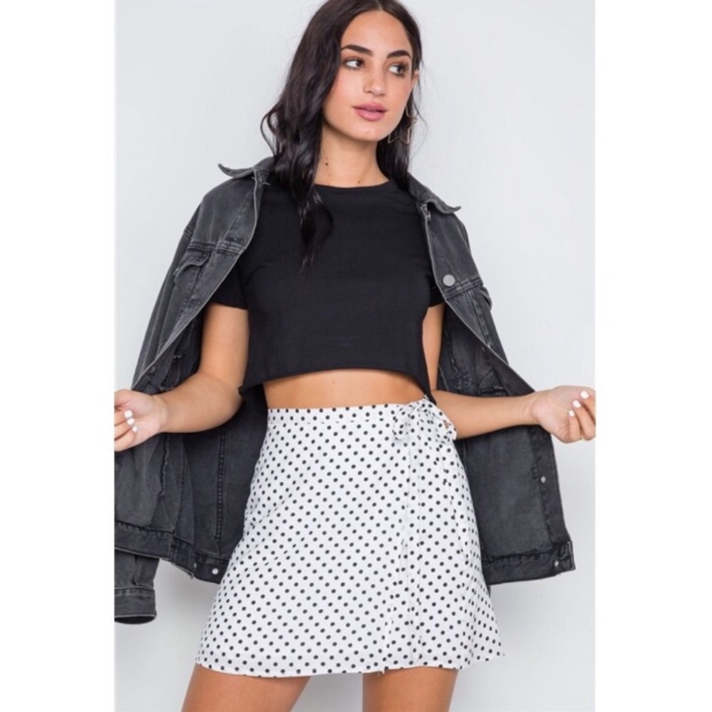 White Polka dot wrap skirt